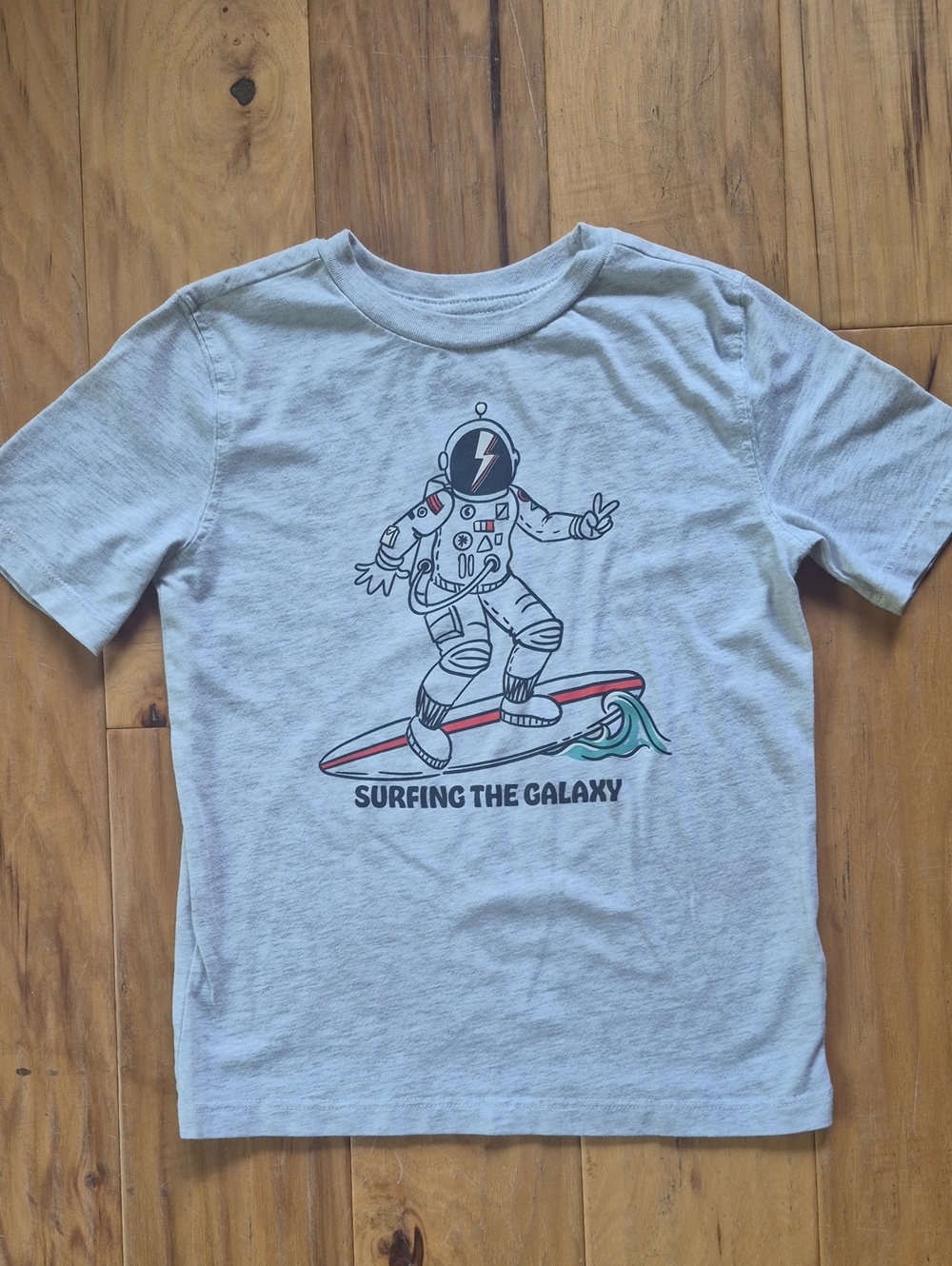 Boys' Light Gray Astronaut Surf Graphic Tee